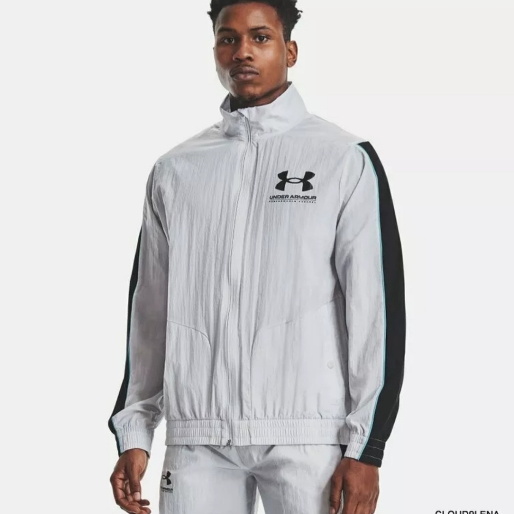 Under Armour XXL Lightweight Windbreaker Jacket Gray men's Black Logo